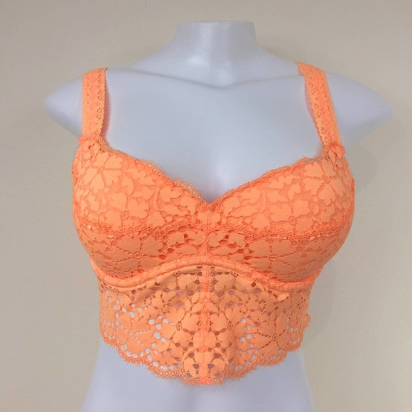 PINK Victoria's Secret Other - Victoria’s Secret Pink | Orange Lace Pull On Bra Size Small